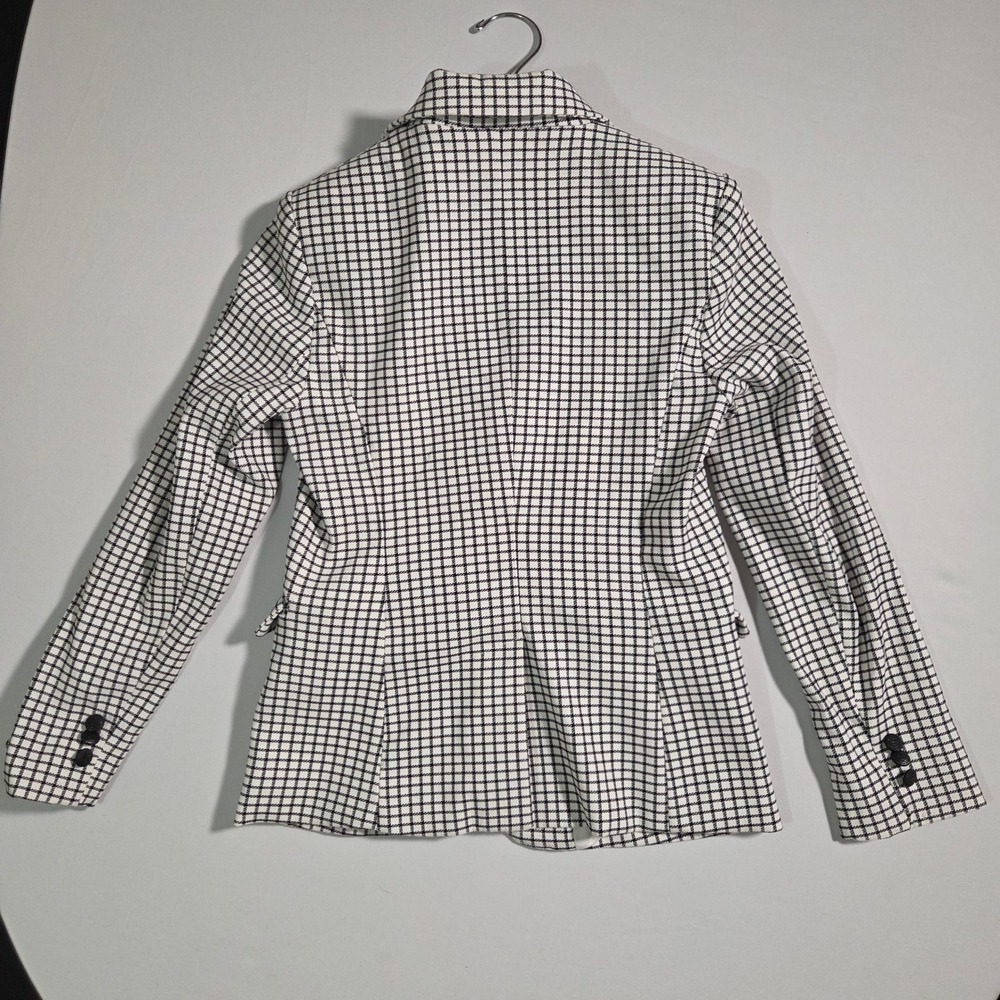 Rachel Zoe Blazer Jacket Womens XS White Black Check Single Breasted Polyester - Picture 11 of 13